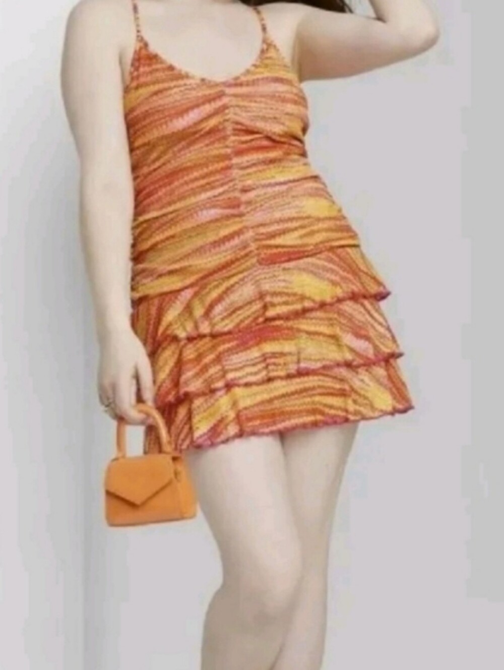 Wild Fable Women's Orange-Pink Zigzag Mini Dress Size Large